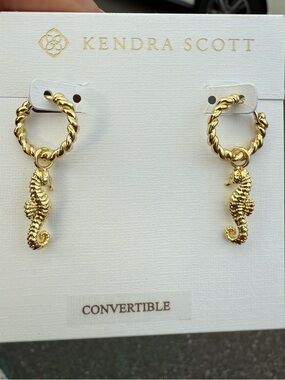 NWT- Kendra Scott Removeable Seahorse Charm Huggie Hoop Earrings